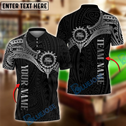 BlueJose Billiards Golden Tribal Pattern Personalized Name Shirt (4 Colors)