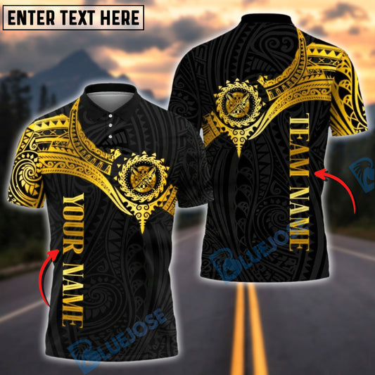 BlueJose Darts Golden Tribal Pattern Customized Name, Team Name 3D Shirt (4 Colors)