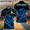BlueJose Bowling And Pins Flood Dragon Firestorm Design Customized Name, Team Name 3D Shirt (4 Colors)