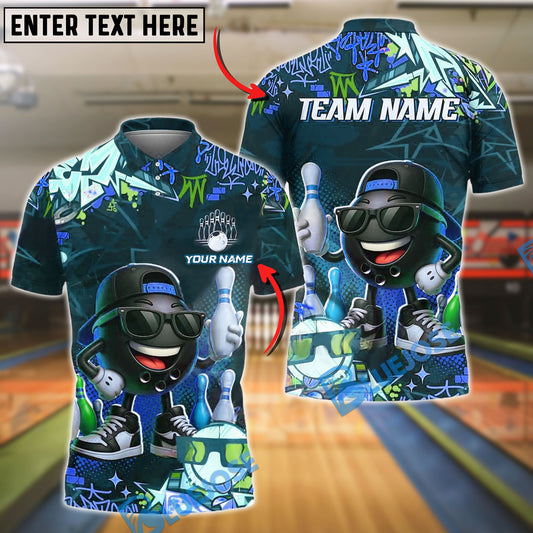 BlueJose Bowling And Pins Cool Street Style Graffiti Customized Name, Team Name 3D Shirt (4 Colors)