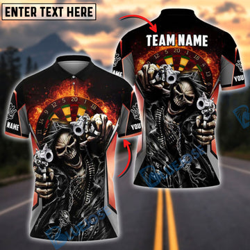 BlueJose Darts Dartboard Grim Reaper Shooter Personalized Name, Team Name Shirt (4 Colors)