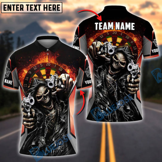 BlueJose Darts Dartboard Grim Reaper Shooter Personalized Name, Team Name Shirt (4 Colors)