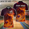 BlueJose Bowling And Pins Bowlosaurus T-Rex Firestorm Customized Name, Team Name 3D Shirt (4 Colors)