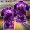 BlueJose Bowling And Pins Dinosaur Moon Strike Design Customized Name, Team Name 3D Shirt (4 Colors)