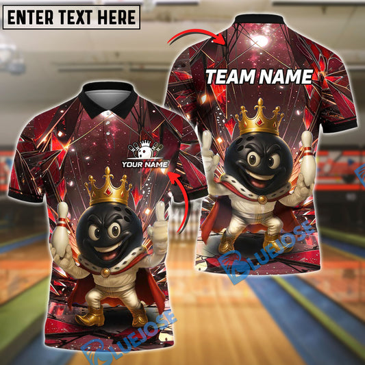 BlueJose Bowling And Pins King Champion Style Customized Name, Team Name 3D Shirt (4 Colors)