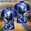 BlueJose Bowling And Pins Wolf Fire Attack Customized Name, Team Name 3D Shirt (4 Colors)