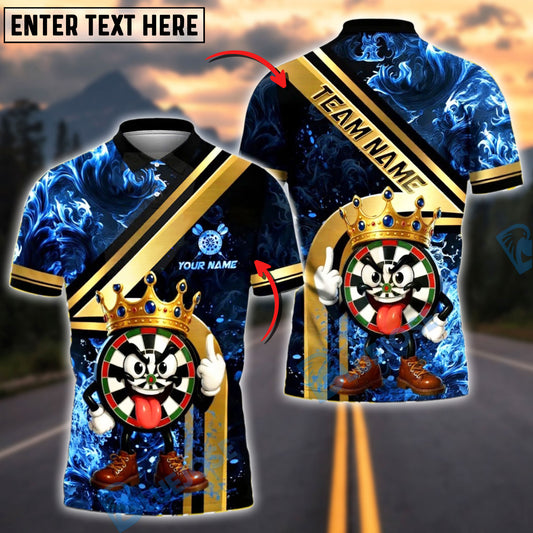 BlueJose Darts Funny King Dartboard Flame Style Customized Name, Team Name 3D Shirt (4 Colors)