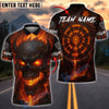 BlueJose Darts Lava Skull Burning Flame Customized Name, Team Name 3D Shirt (4 Colors)