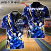BlueJose Bowling Samurai Line Gold Premium Fire Ball Customized Name, Team Name 3D Shirt (4 Colors)