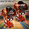 BlueJose Bowling Samurai Line Gold Premium Fire Ball Customized Name, Team Name 3D Shirt (4 Colors)