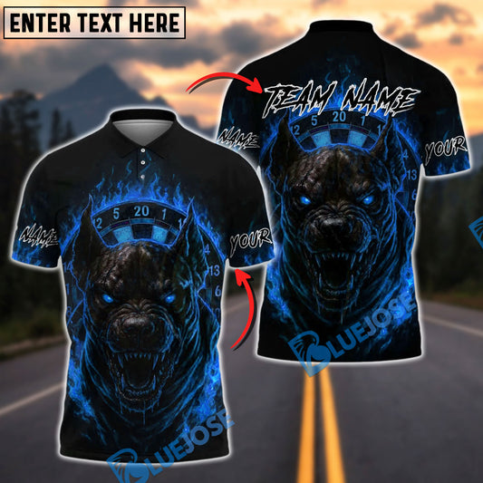 BlueJose Darts Hellhound Flaming Customized Name, Team Name 3D Shirt (4 Colors)