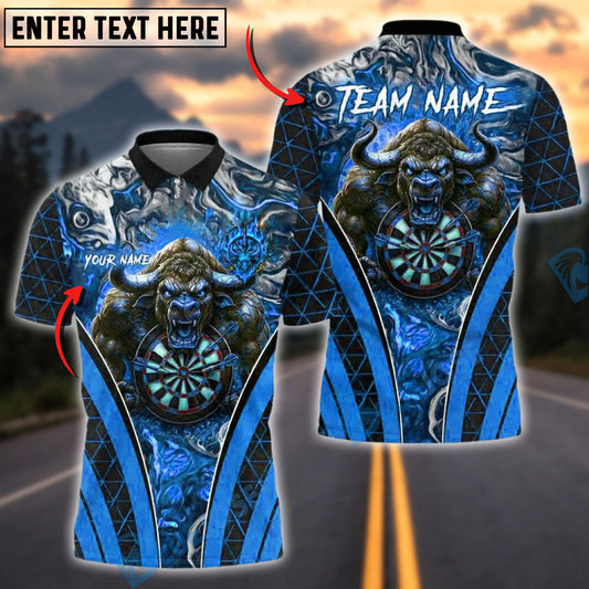 BlueJose Darts Bull Head Flames Customized Name, Team Name 3D Shirt (4 Colors)