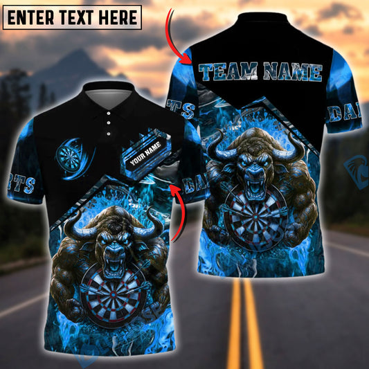 BlueJose Darts Fire Bull Arena Customized Name, Team Name 3D Shirt (4 Colors)
