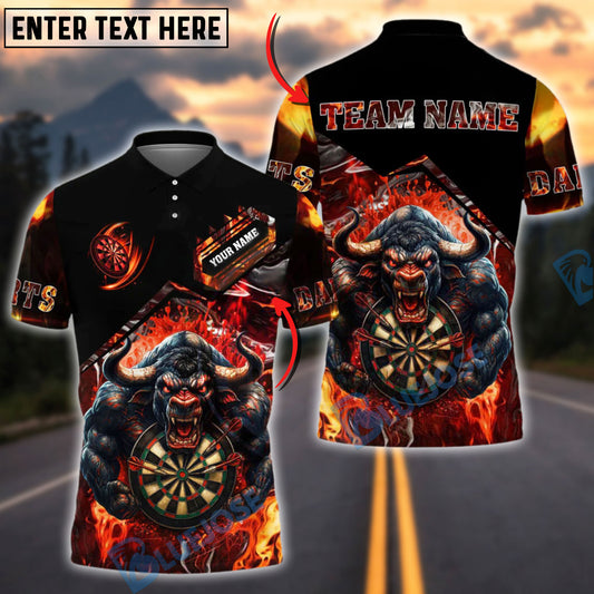 BlueJose Darts Fire Bull Arena Customized Name, Team Name 3D Shirt (4 Colors)