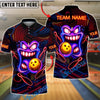 BlueJose Bowling And Pins Neon Funny Smiley Face Customized Name, Team Name 3D Shirt (4 Colors)