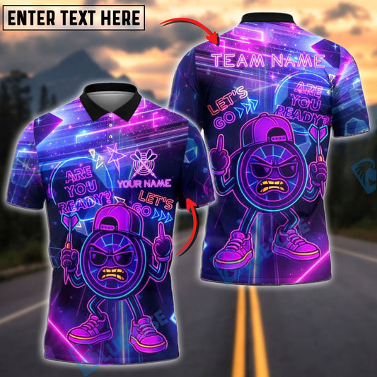 BlueJose Darts Neon Angry Cartoon Customized Name, Team Name 3D Shirt (4 Colors)