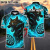 BlueJose Darts Wolf Fire Flame Customized Name, Team Name 3D Shirt (4 Colors)