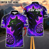 BlueJose Darts Wolf Fire Flame Customized Name, Team Name 3D Shirt (4 Colors)