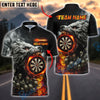 BlueJose Darts Wolf Skull Flame Customized Name, Team Name 3D Shirt (4 Colors)