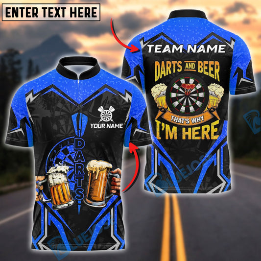 BlueJose Darts Beer Lovers That’s Why I’m Here Customized Name, Team Name 3D Shirt (4 Colors)