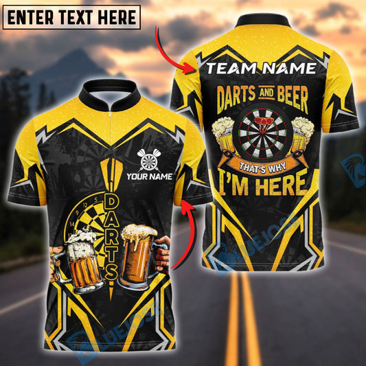 BlueJose Darts Beer Lovers That’s Why I’m Here Customized Name, Team Name 3D Shirt (4 Colors)