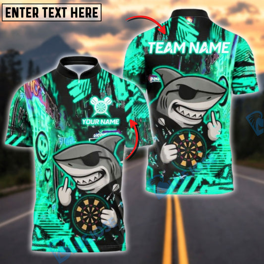 BlueJose Darts Shark Graffiti Neon Style Customized Name, Team Name 3D Shirt (4 Colors)