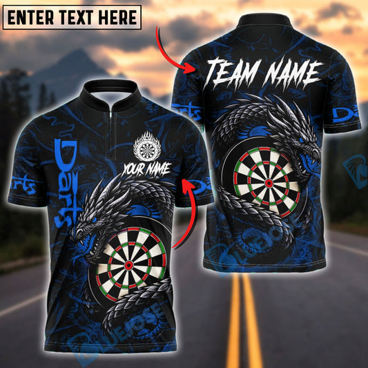 BlueJose Darts Dragon Flame Red Black Customized Name, Team Name 3D Shirt (4 Colors)