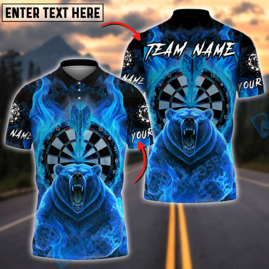 BlueJose Darts Flaming Bear Customized Name, Team Name 3D Shirt (4 Colors)