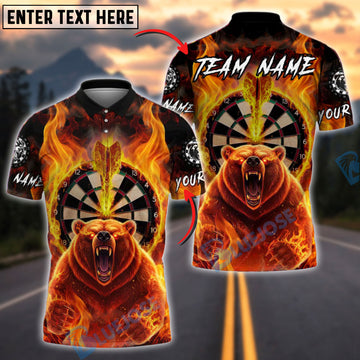 BlueJose Darts Flaming Bear Customized Name, Team Name 3D Shirt (4 Colors)