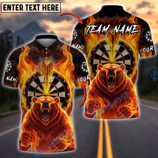 BlueJose Darts Flaming Bear Customized Name, Team Name 3D Shirt (4 Colors)