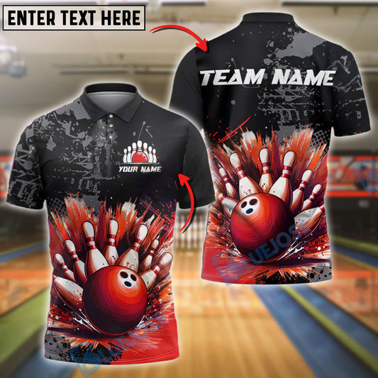 BlueJose Bowling Explosion Pins Customized Name, Team Name 3D Shirt (4 Colors)