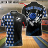 BlueJose Bowling Argyle Strikes Customized Name, Team Name 3D Shirt (4 Colors)