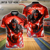 BlueJose Bowling Grim Reaper Flames Customized Name, Team Name 3D Shirt (4 Colors)
