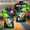 BlueJose Bowling Cool Shark With Surfboard Tropical Style Customized Name, Team Name 3D Shirt (4 Colors)