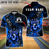 BlueJose Bowling Fire Crown Ball Graffiti Style Customized Name, Team Name 3D Shirt (4 Colors)