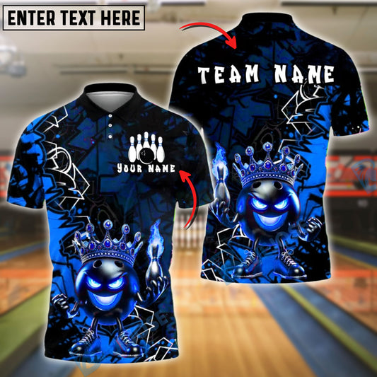BlueJose Bowling Fire Crown Ball Graffiti Style Customized Name, Team Name 3D Shirt (4 Colors)