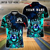 BlueJose Bowling Fire Crown Ball Graffiti Style Customized Name, Team Name 3D Shirt (4 Colors)