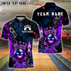 BlueJose Bowling Fire Crown Ball Graffiti Style Customized Name, Team Name 3D Shirt (4 Colors)