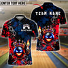 BlueJose Bowling Fire Crown Ball Graffiti Style Customized Name, Team Name 3D Shirt (4 Colors)