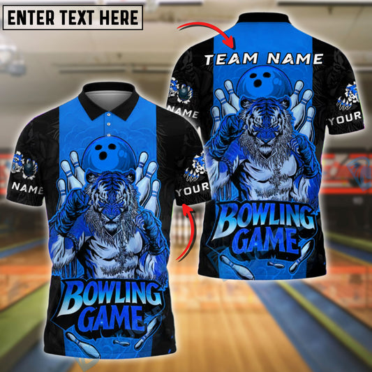 BlueJose Bowling Strong Tiger Fighter Style Customized Name, Team Name 3D Shirt (4 Colors)