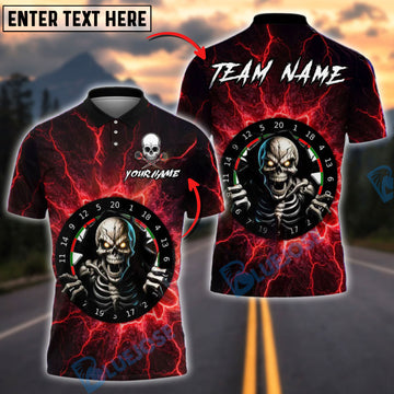 BlueJose Darts Lightning Evil Skull Board Customized Name, Team Name 3D Shirt (4 Colors)