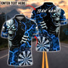 BlueJose Darts Fiery Skull With Dartboard Customized Name, Team Name 3D Shirt (4 Colors)