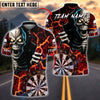 BlueJose Darts Fiery Skull With Dartboard Customized Name, Team Name 3D Shirt (4 Colors)