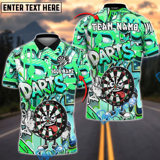 BlueJose Darts Urban Mask Dartboard Graffiti Personalized Name, Team Name Shirt (4 Colors)