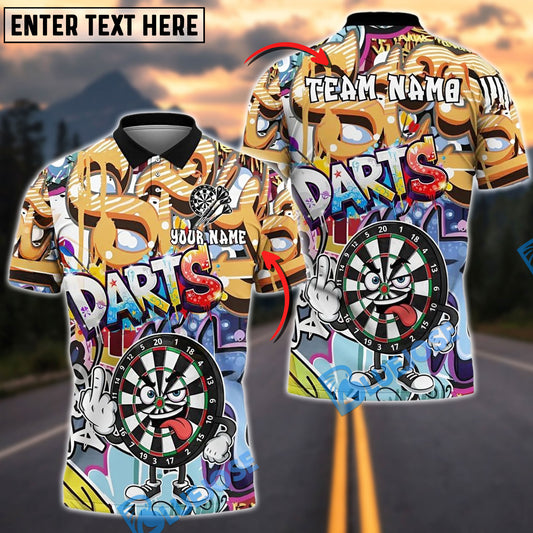 BlueJose Darts Urban Mask Dartboard Graffiti Personalized Name, Team Name Shirt (4 Colors)