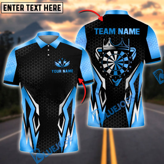 BlueJose Darts Golden Dartboard Crown Personalized Name, Team Name Shirt (4 Colors)