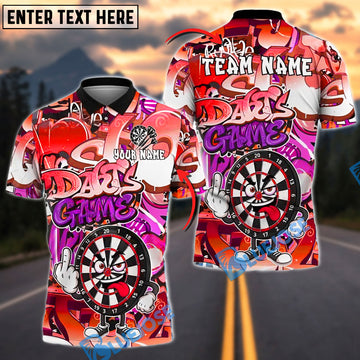 BlueJose Darts Crazy Face Dartboard Graffiti Personalized Name, Team Name Shirt (4 Colors)