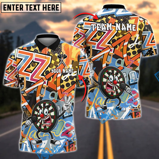 BlueJose Darts Dartboard Singer Graffiti Personalized Name, Team Name Shirt (4 Colors)