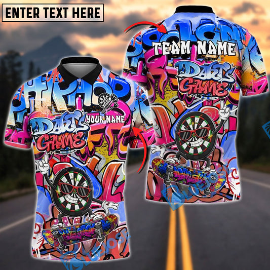 BlueJose Darts Game Graffiti Dartboard Skate Personalized Name, Team Name Shirt (4 Colors)