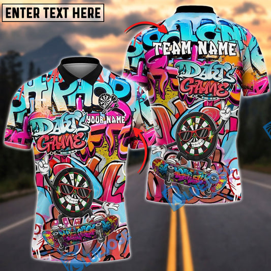 BlueJose Darts Game Graffiti Dartboard Skate Personalized Name, Team Name Shirt (4 Colors)